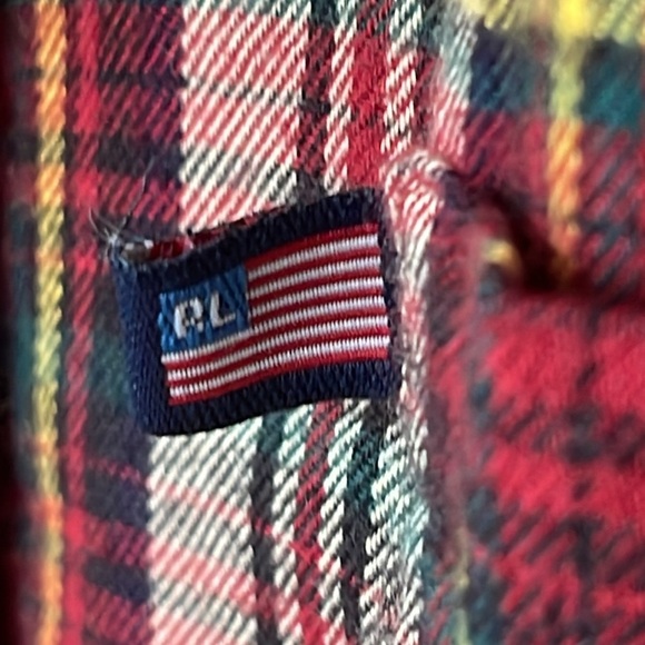 Vintage Ralph Lauren Jeans  Red Plaid Flannel long sleeve button down shirt Sz S - Picture 5 of 12